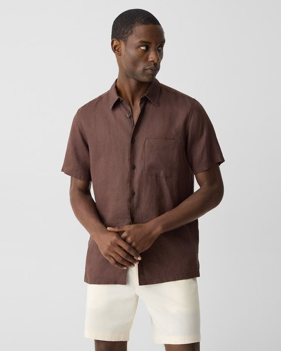 Irving Short-Sleeve Shirt in Relaxed Linen - Theory Factory Store