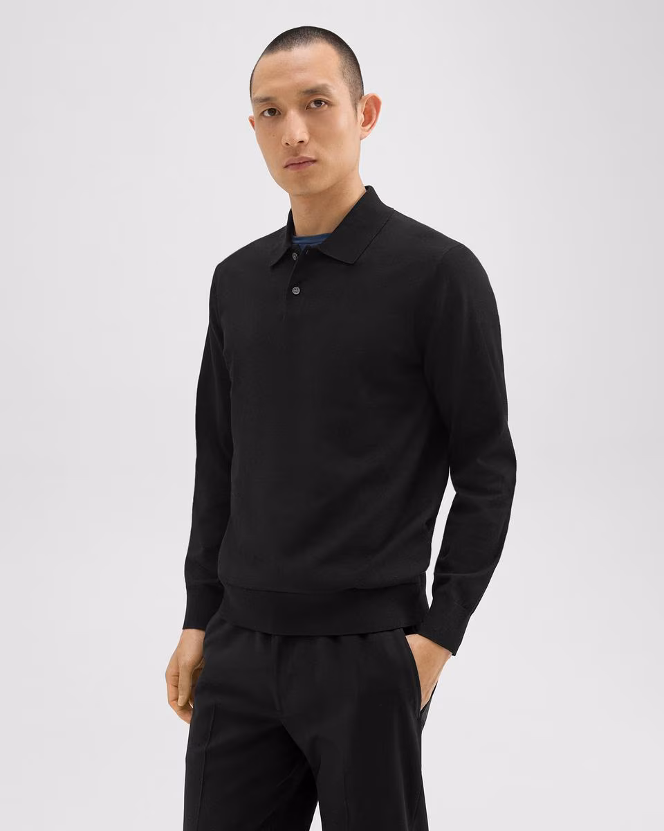 Goris Long-Sleeve Polo Shirt in Light Bilen - Theory Factory Store