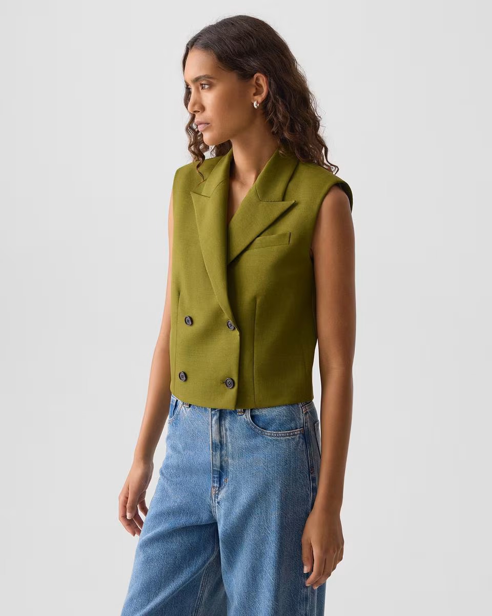 Double-Breasted Vest in City Twill - Theory Factory Store