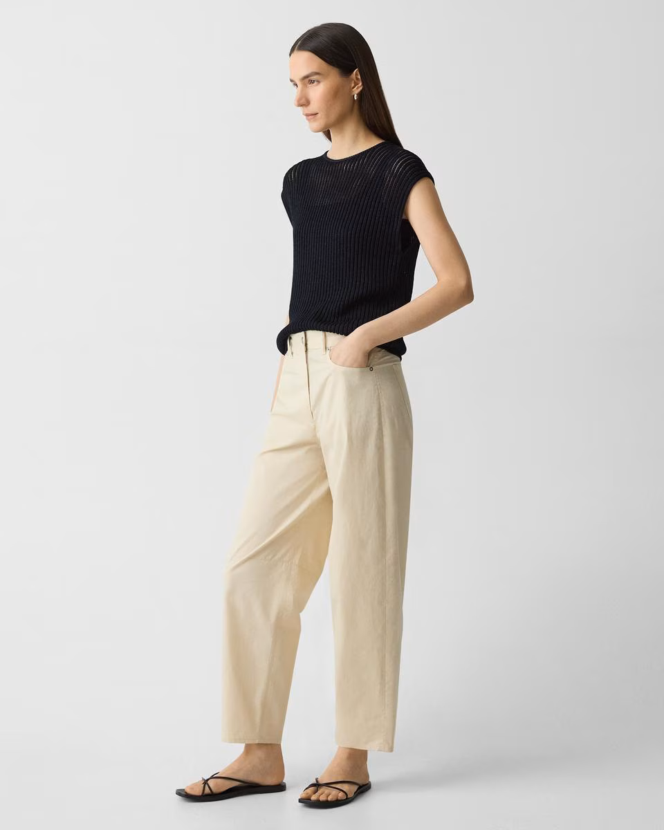 Cropped Barrel Pant in Cotton Twill - Theory Factory Store