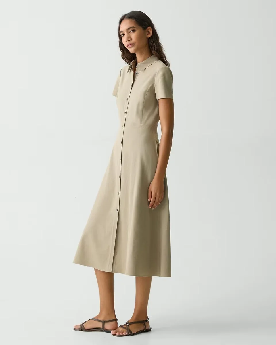 theory midi shirt dress Theory Women's Linen-Blend Midi-Shirtdress - Concord