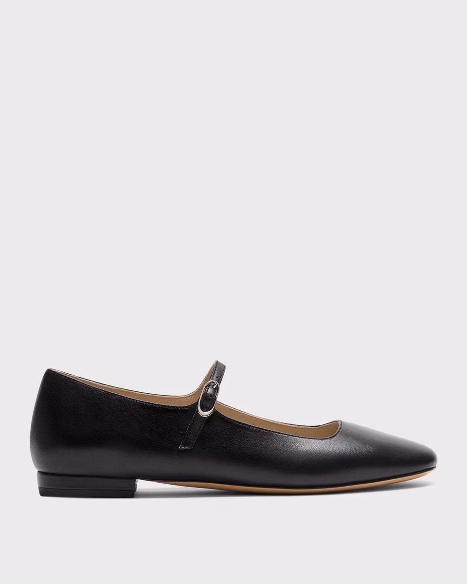 Mary Jane Ballerina Flat in Leather - Theory Factory Store