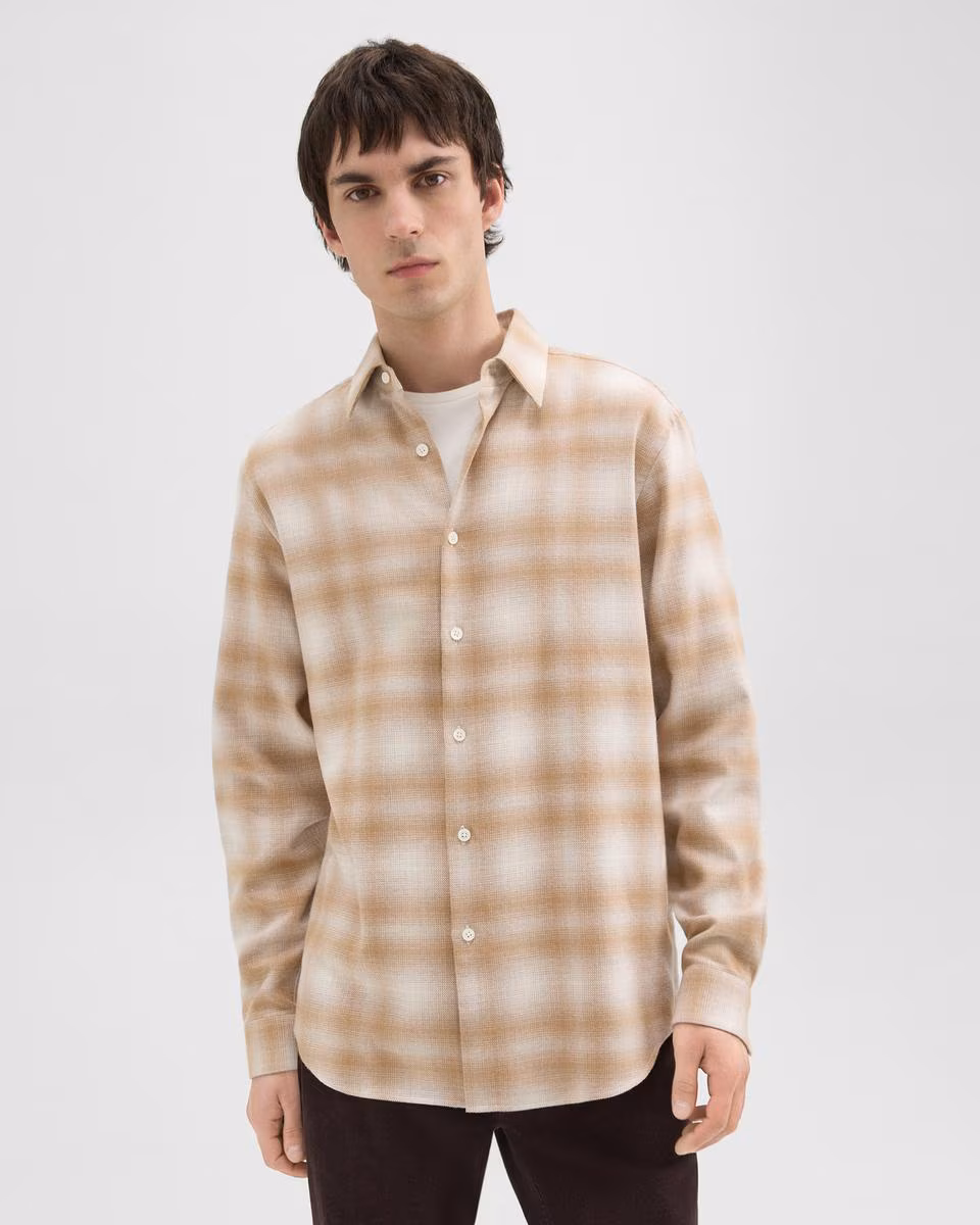 Irving Shirt in Plaid Cotton Flannel - Theory Factory Store