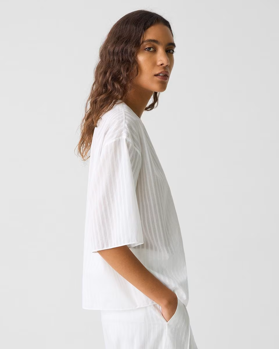 Boxy Tee in Linear Cotton | Theory Clothing Outlet - Theory Factory Store