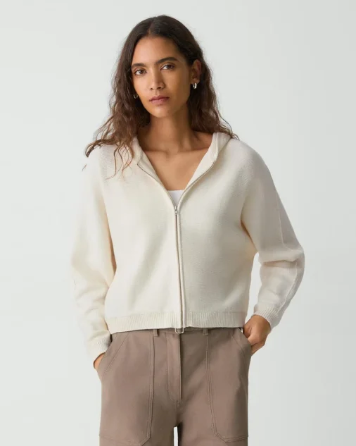 ZIP-UP HOODIE IN ROUNDED COTTON | THEORY CLOTHING OUTLET