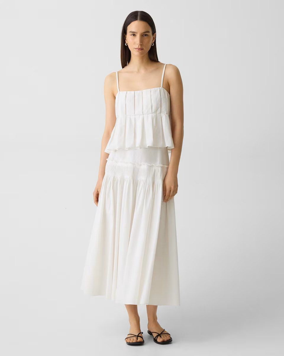 Accordion Maxi Skirt in Cotton-Blend | Theory Outlet - Theory Factory Store