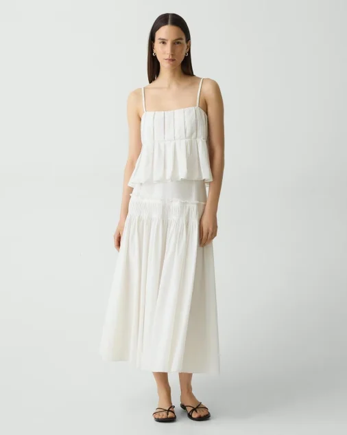 ACCORDION MAXI SKIRT IN COTTON-BLEND | THEORY OUTLET