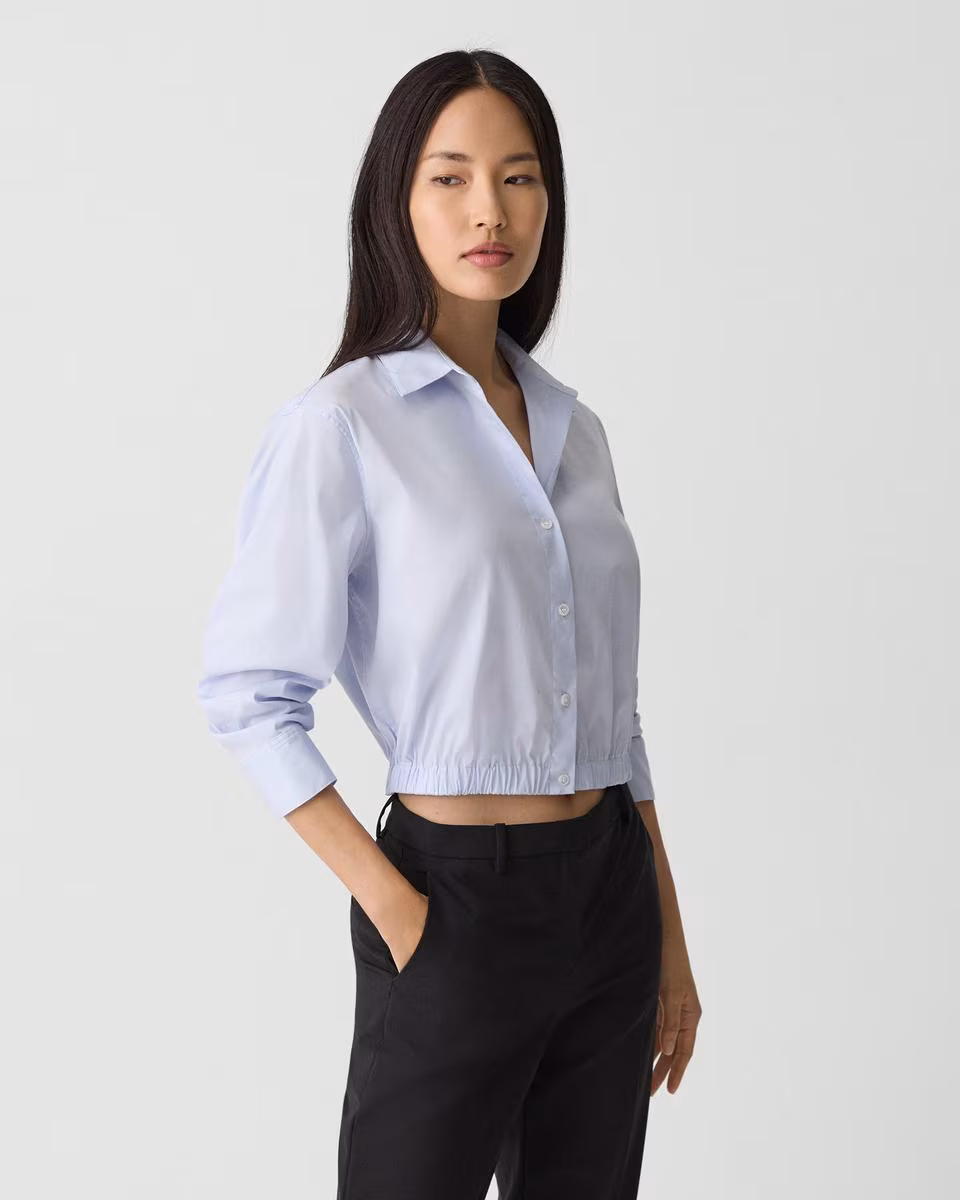 Cropped Shirt in Good Cotton - Theory Factory Store