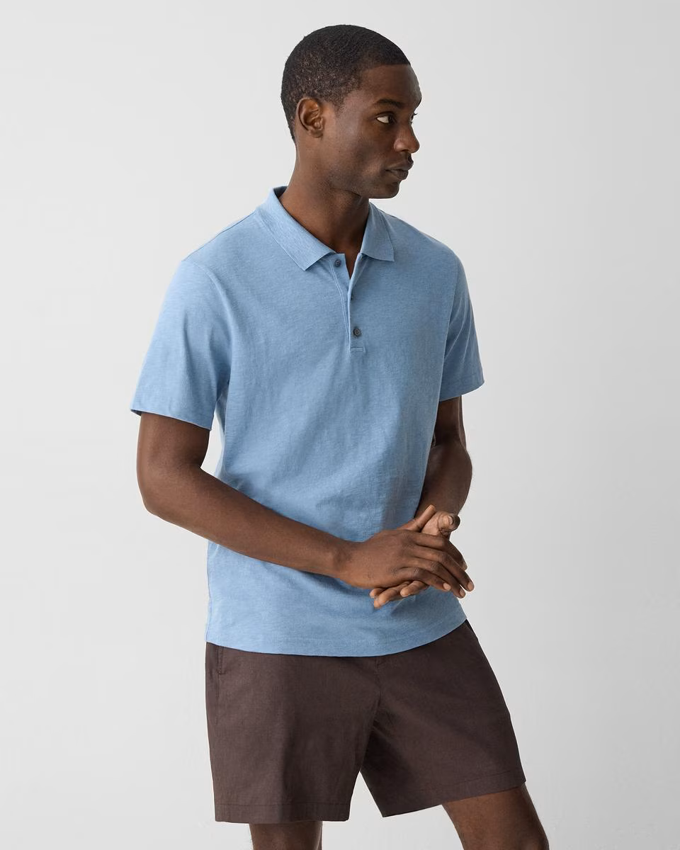 Bron Polo Shirt in Cosmos Slub Cotton - Theory Factory Store