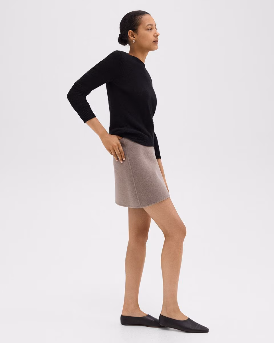 High-Waist Mini Skirt in Double-Face Wool-Cashmere - Theory Factory Store