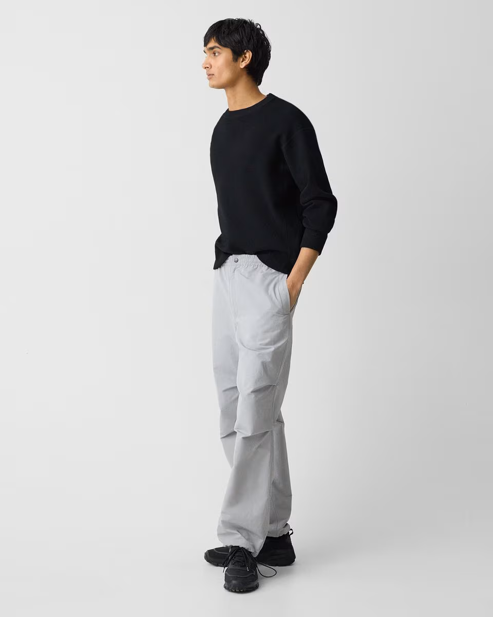 Wide-Leg Drawstring Pant in Cotton-Blend - Theory Factory Store