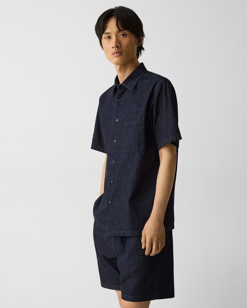 Noll Short-Sleeve Shirt in Summer Denim - Theory Factory Store