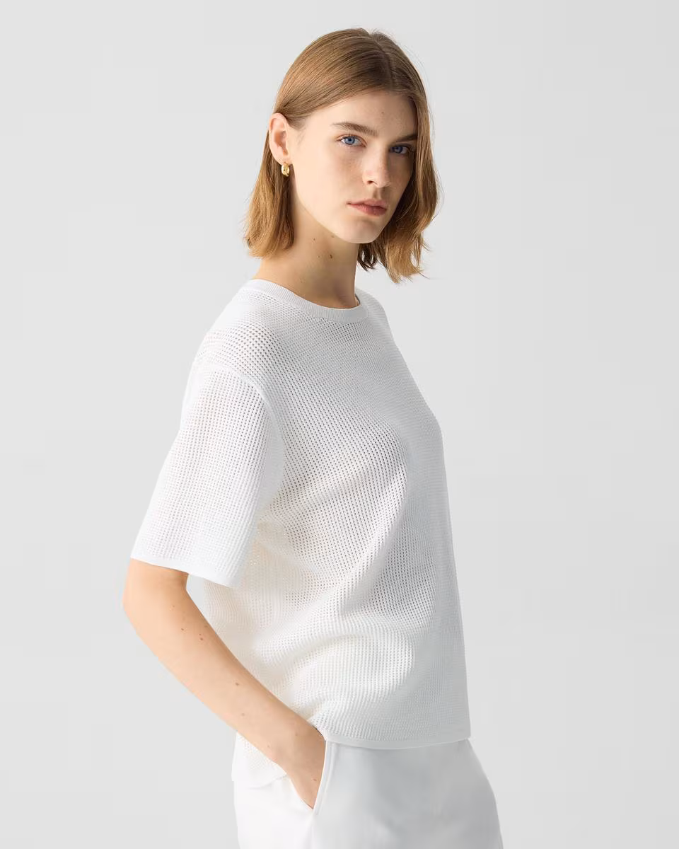 Pointelle Tee in Crepe Knit - Theory Factory Store