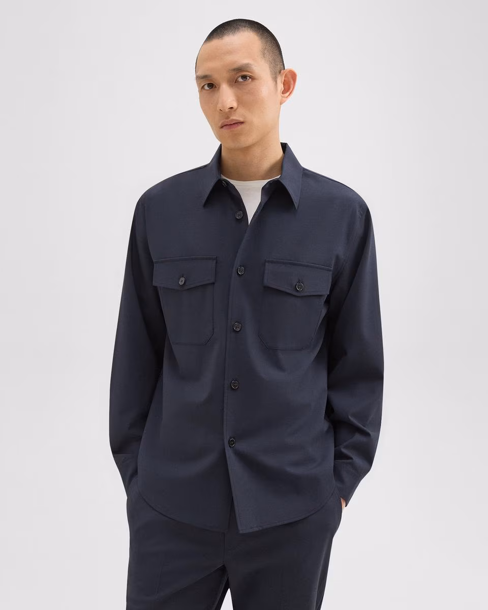Garvin Shirt Jacket in Stretch Wool - Theory Factory Store