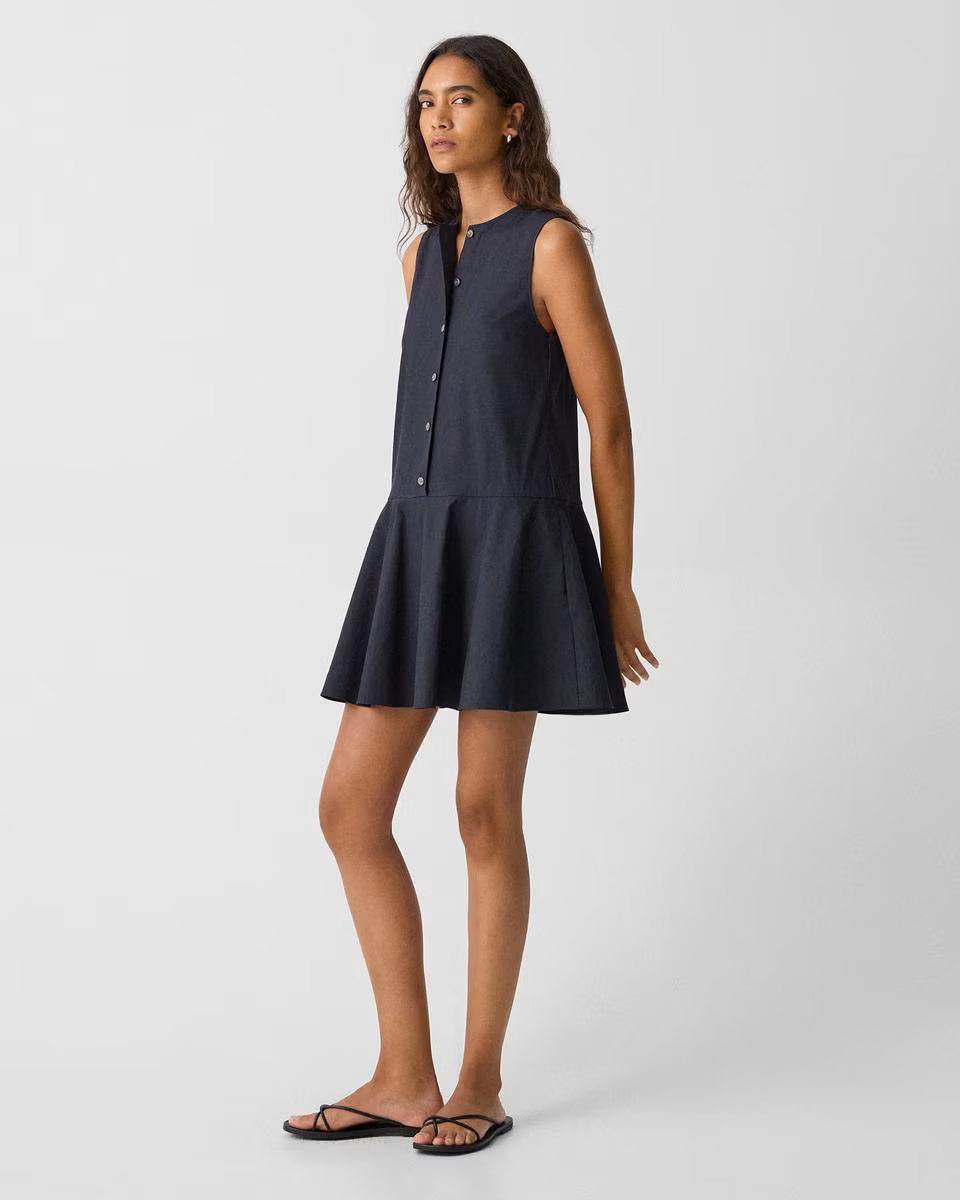 Sleeveless Mini Dress in Good Linen - Theory Factory Store