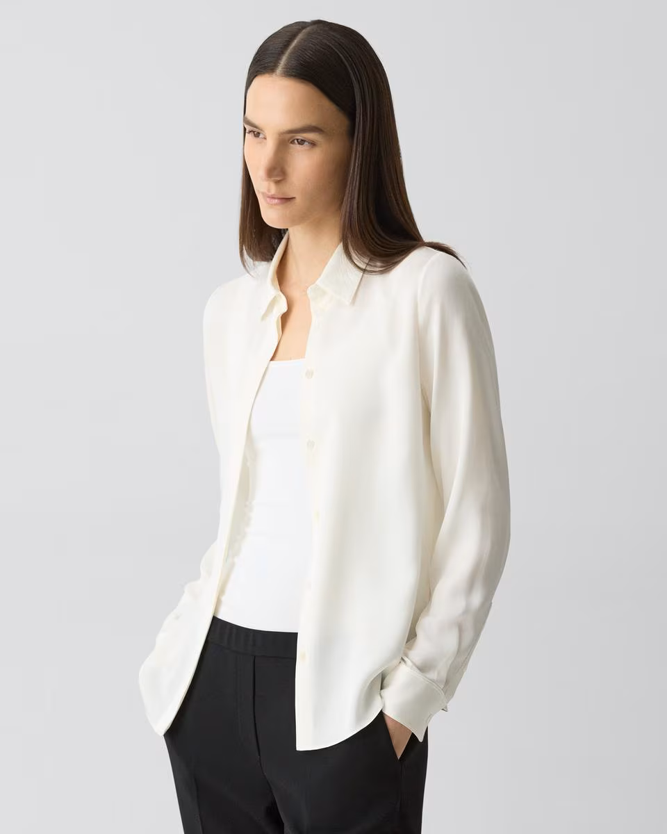 Fitted Shirt in Silk Georgette - Theory Factory Store