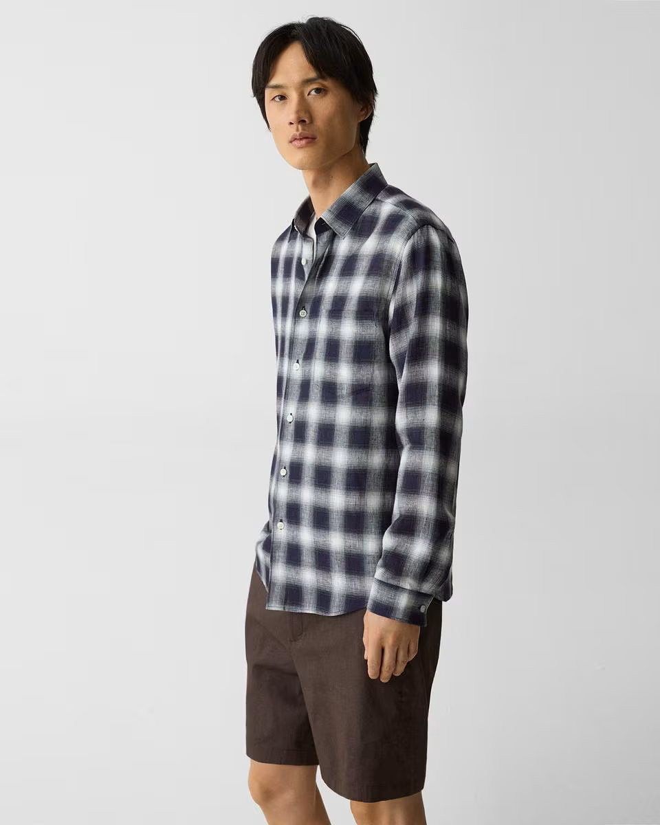 Irving Shirt in Ombr&eacute; Check Linen - Theory Factory Store