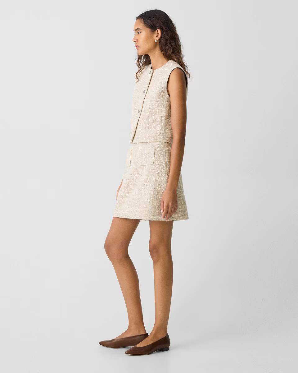 A-Line Mini Skirt in Texture Tweed - Theory Factory Store