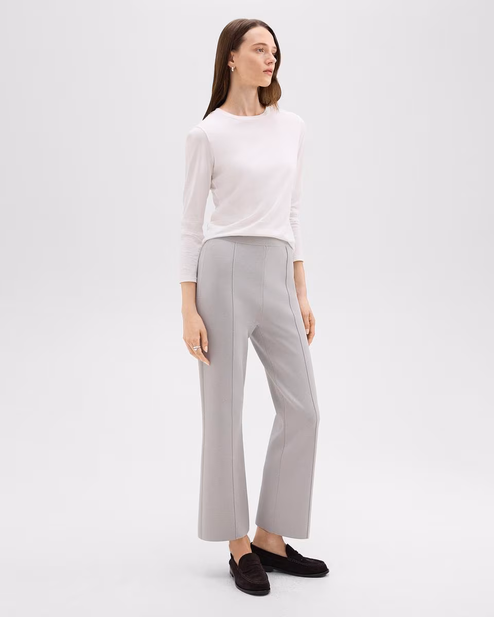 Cropped Flare Pant in Crepe Knit - Theory Factory Store