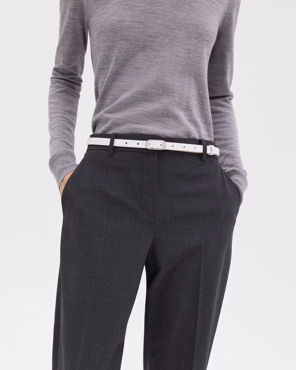 Skinny Oblong Belt in Leather - Theory Factory Store