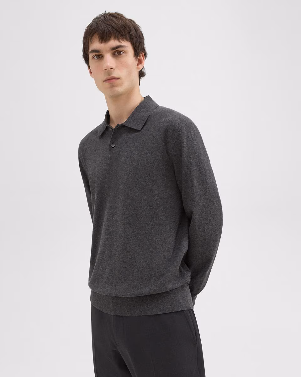 Goris Long-Sleeve Polo Shirt in Light Bilen - Theory Factory Store
