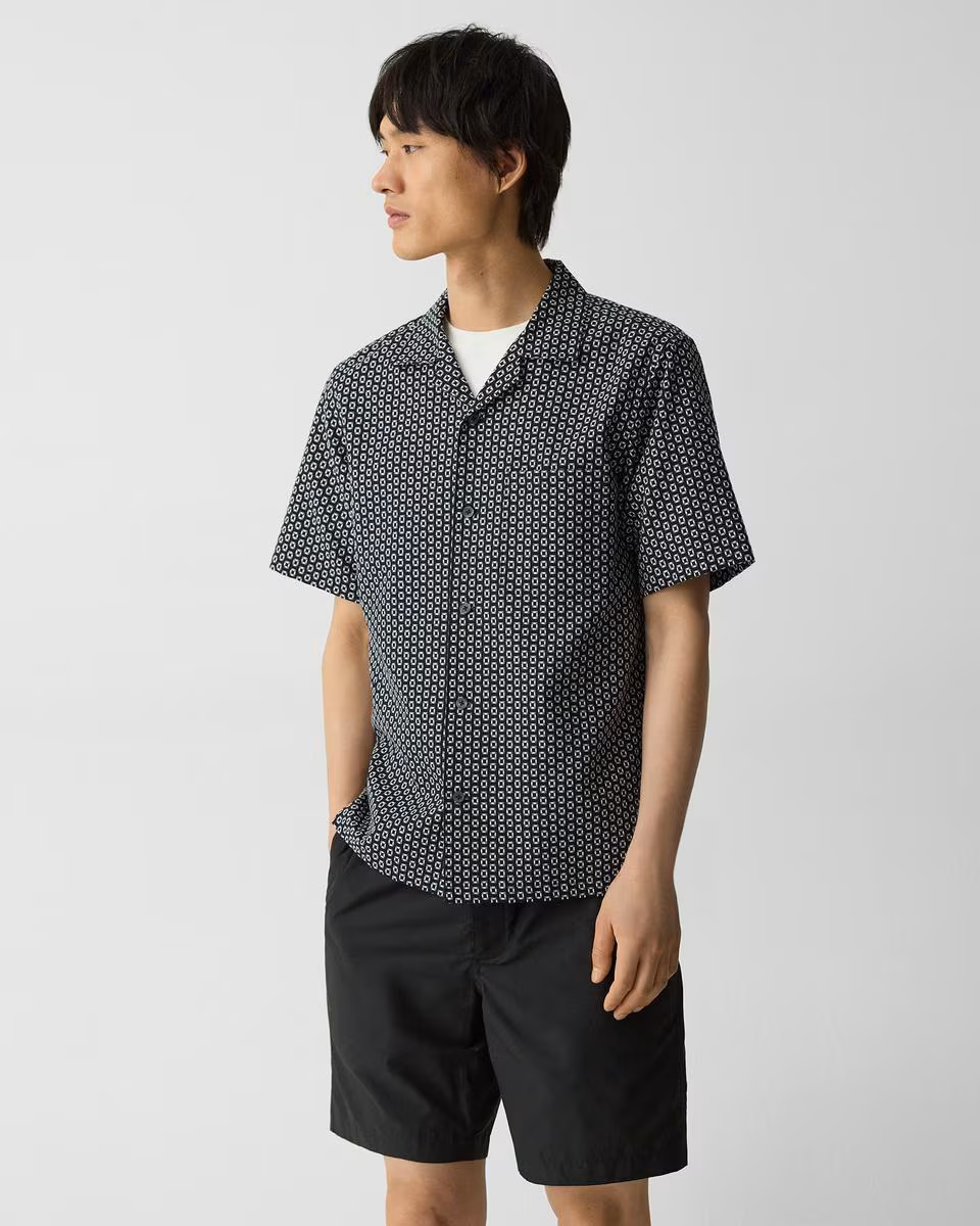 Noll Camp Shirt in Geometric Cotton - Theory Factory Store