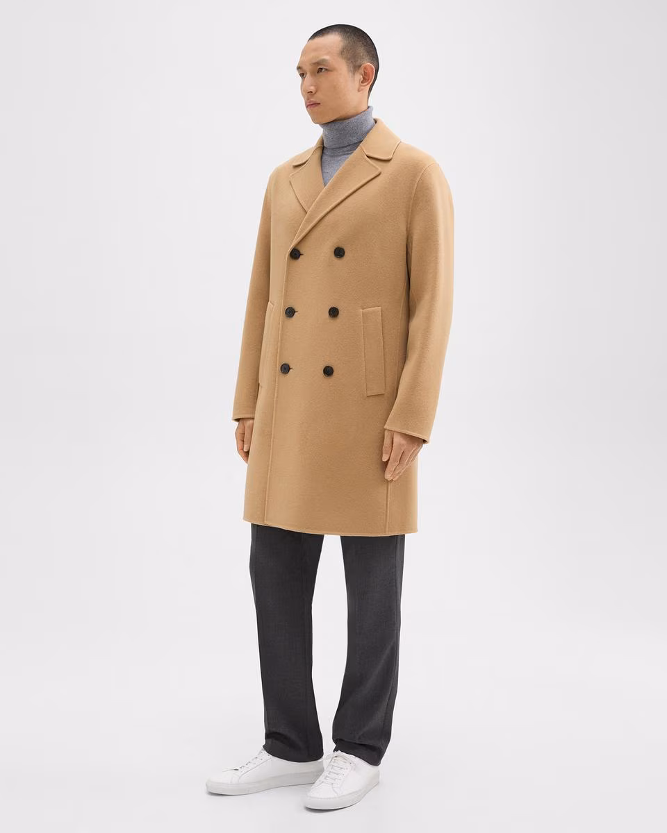 Double-Breasted Coat in Double-Face Wool-Cashmere - Theory Factory Store