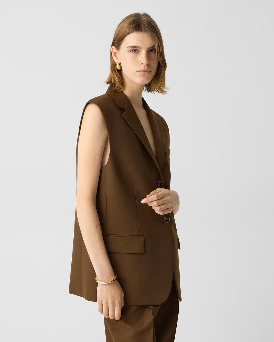 Oversized Vest in Wool-Blend - Theory Factory Store