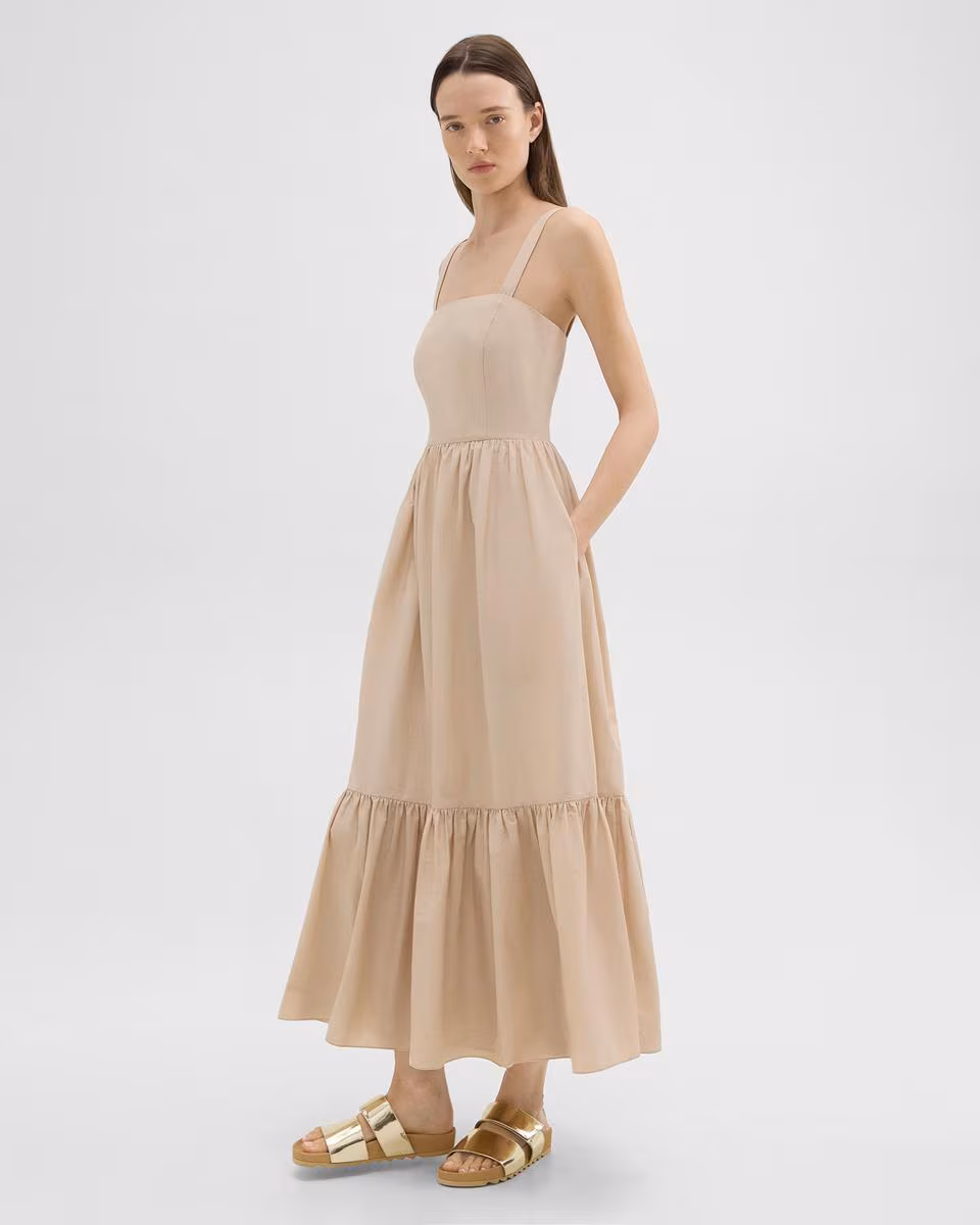 Tiered Sleeveless Dress in Cotton-Blend - Theory Factory Store