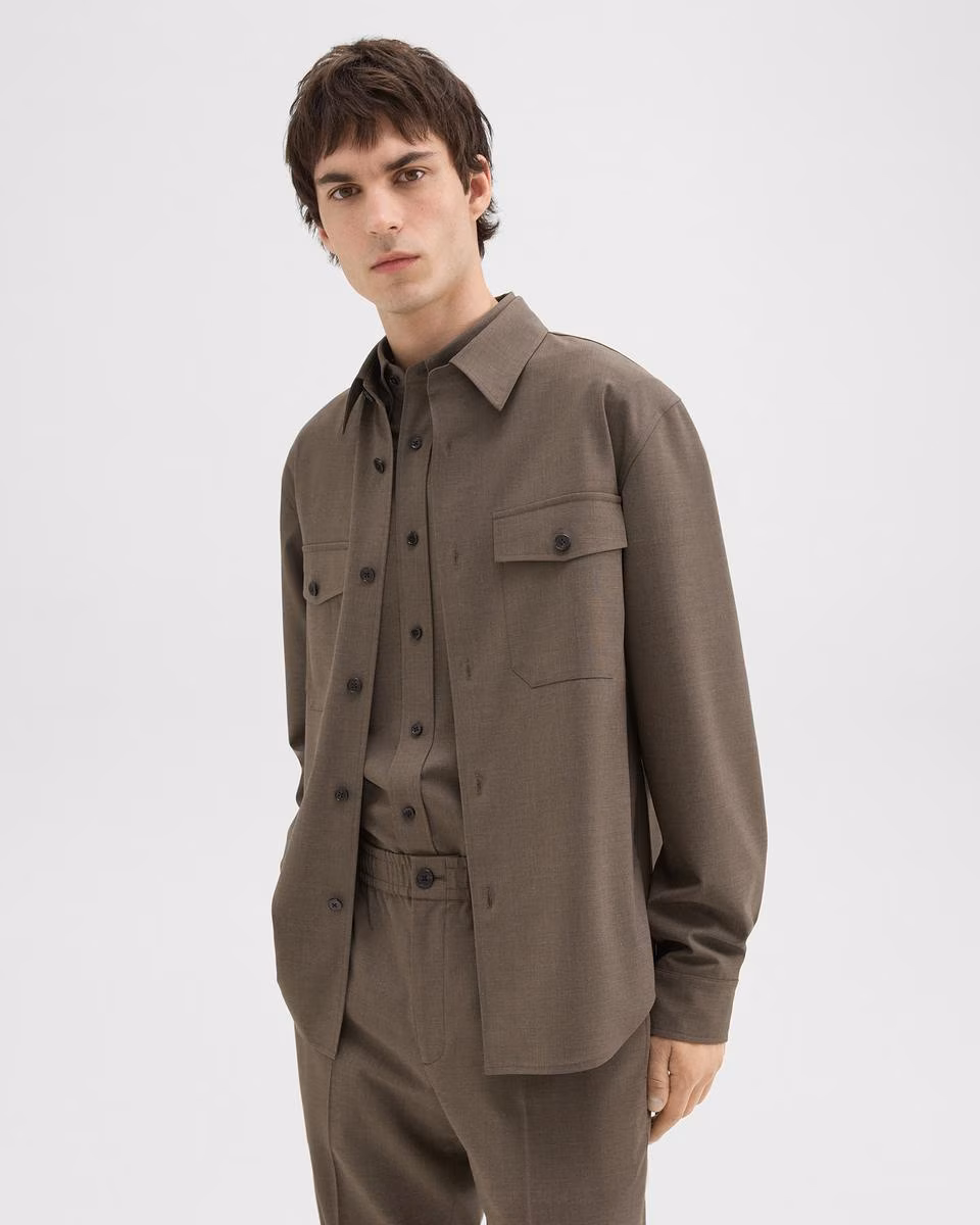 Garvin Shirt Jacket in Stretch Wool - Theory Factory Store