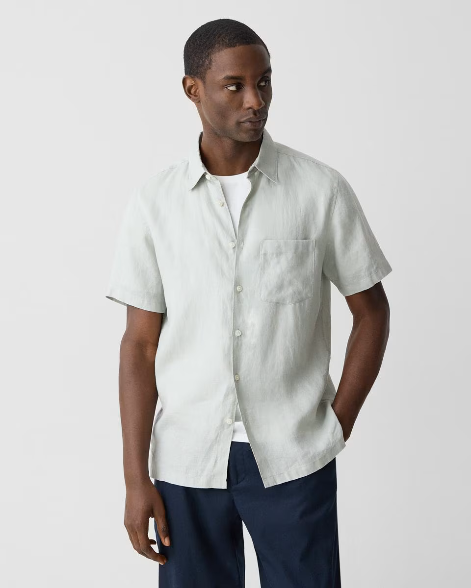 Irving Short-Sleeve Shirt in Relaxed Linen - Theory Factory Store