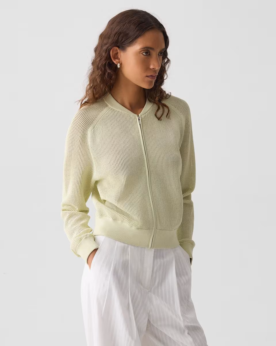 Pointelle Bomber Jacket in Crepe Knit - Theory Factory Store