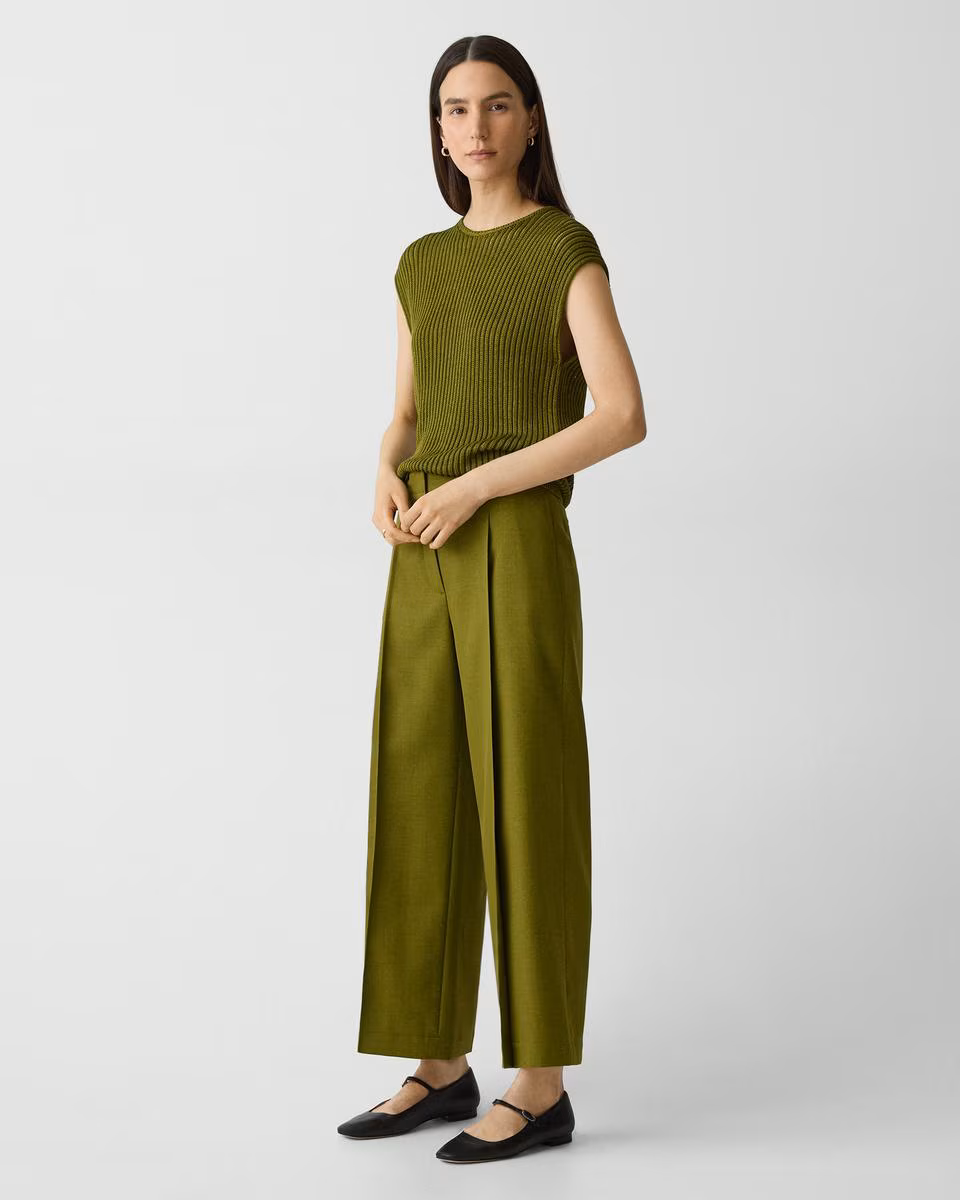 Deep Pleat Pant in City Twill - Theory Factory Store