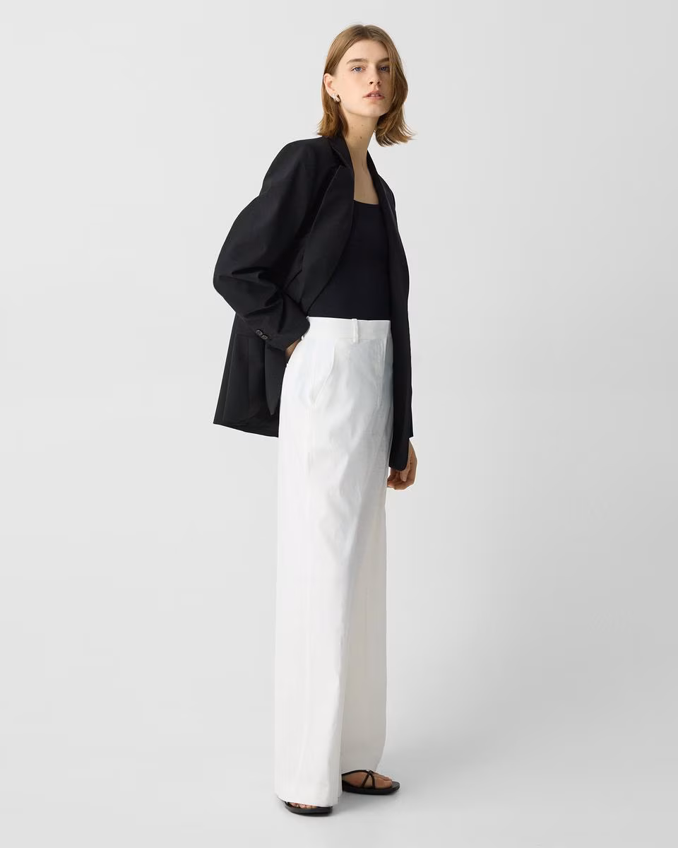 High-Waist Wide-Leg Pant in Good Linen - Theory Factory Store