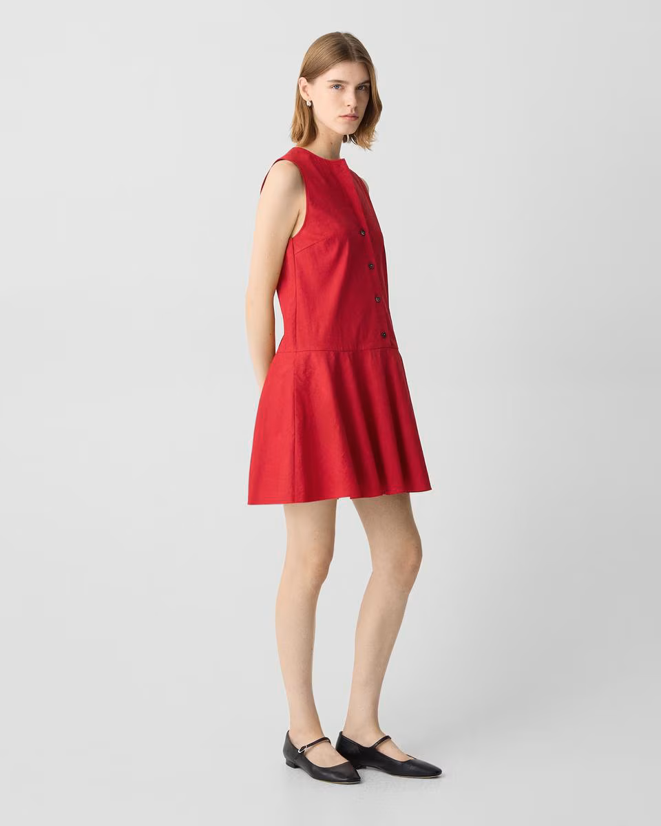 Sleeveless Mini Dress in Good Linen - Theory Factory Store