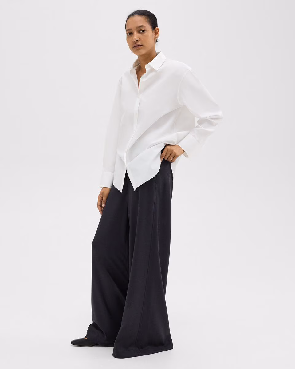 Ultra Wide-Leg Pant in Stretch Flannel - Theory Factory Store