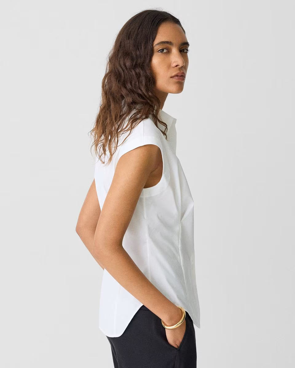 Cinched Cap Sleeve Shirt in Good Cotton - Theory Factory Store