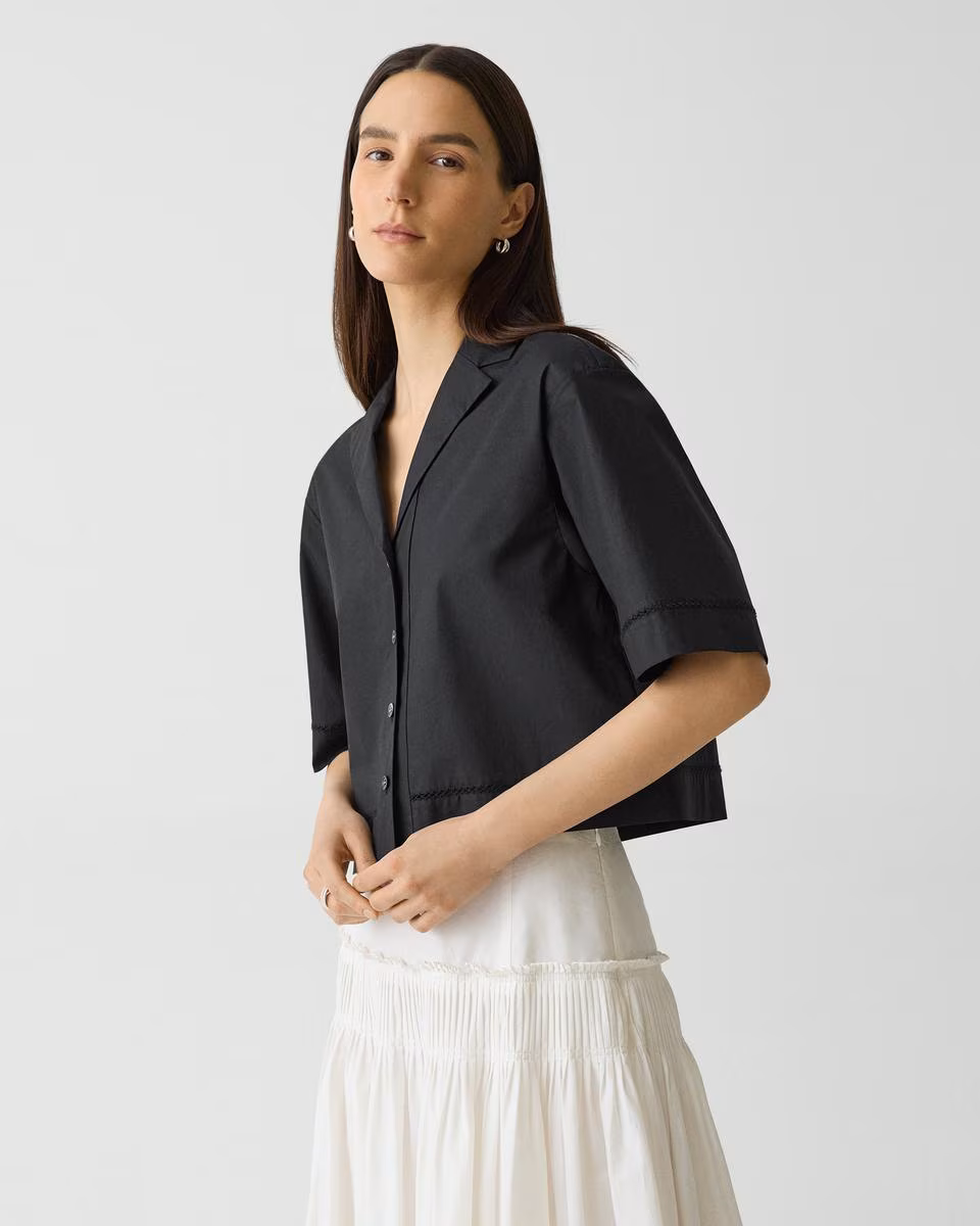Boxy Camp Shirt in City Poplin - Theory Factory Store
