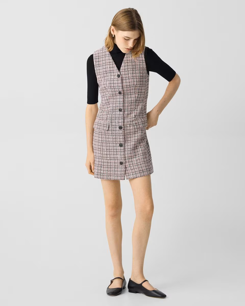 Sleeveless Blazer Dress in Cotton-Blend - Theory Factory Store