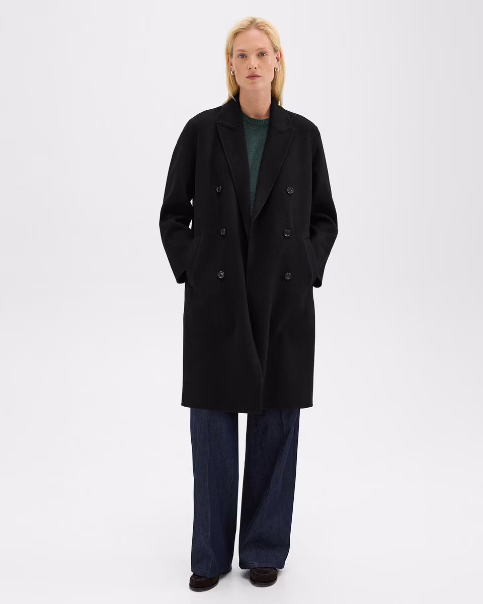 Double-Breasted Coat in Double-Face Wool-Cashmere - Theory Factory Store