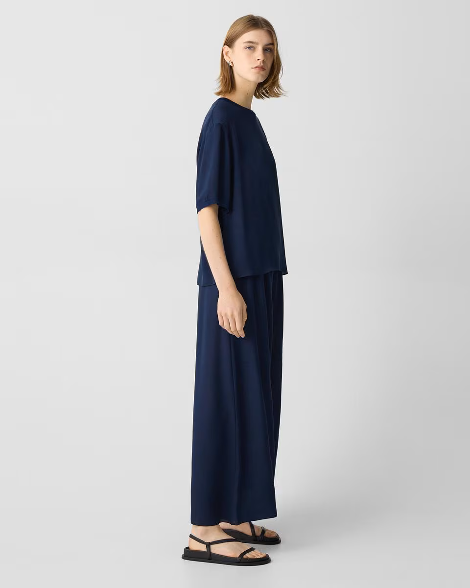 Wide-Leg Pant in Silk Georgette - Theory Factory Store