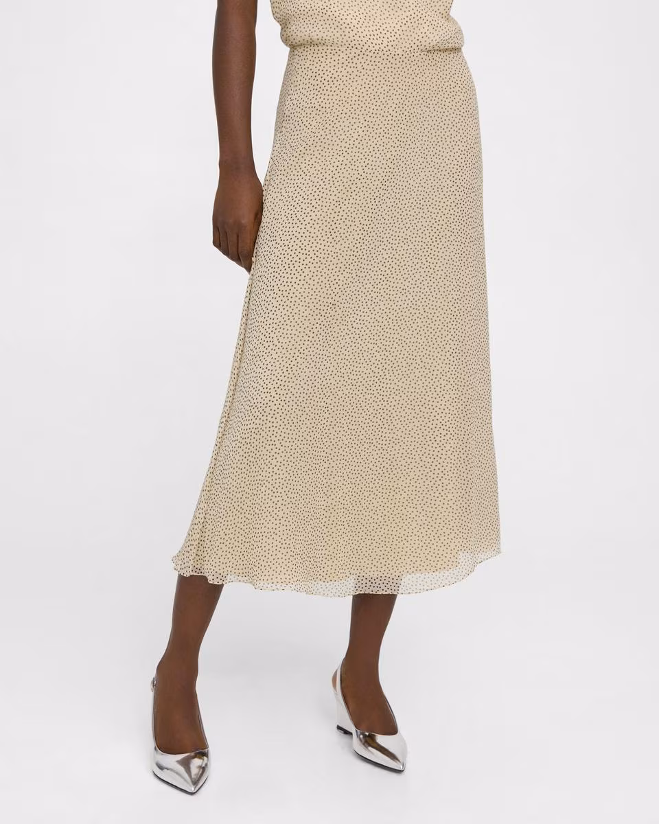 Flared Midi Skirt in Polka Dot Silk - Theory Factory Store