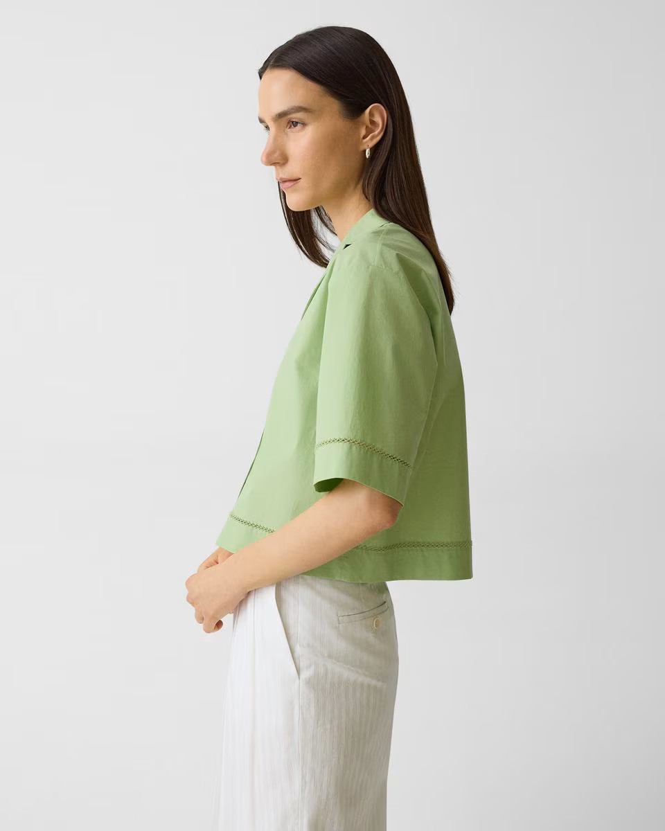 Boxy Camp Shirt in City Poplin | Theory Outlet Online - Theory Factory Store