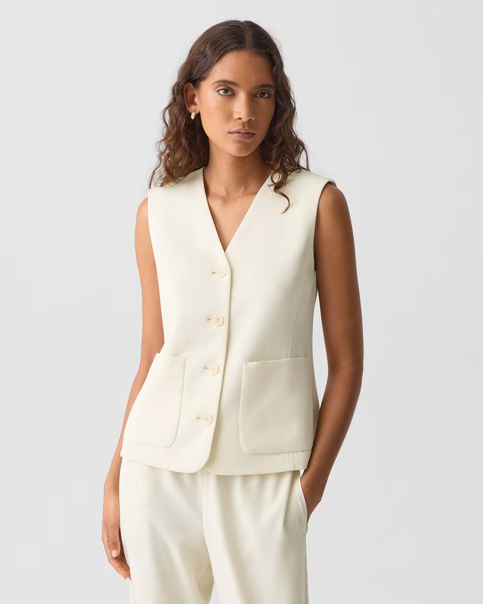 Zig Zag Vest in Satin Crepe | Theory Clothing Outlet - Theory Factory Store