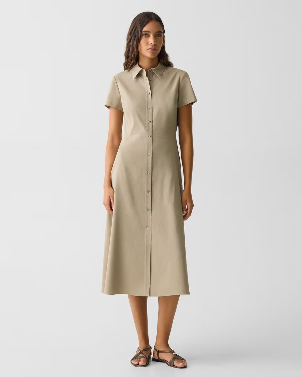 Midi Shirt Dress in Good Linen - Theory Factory Store
