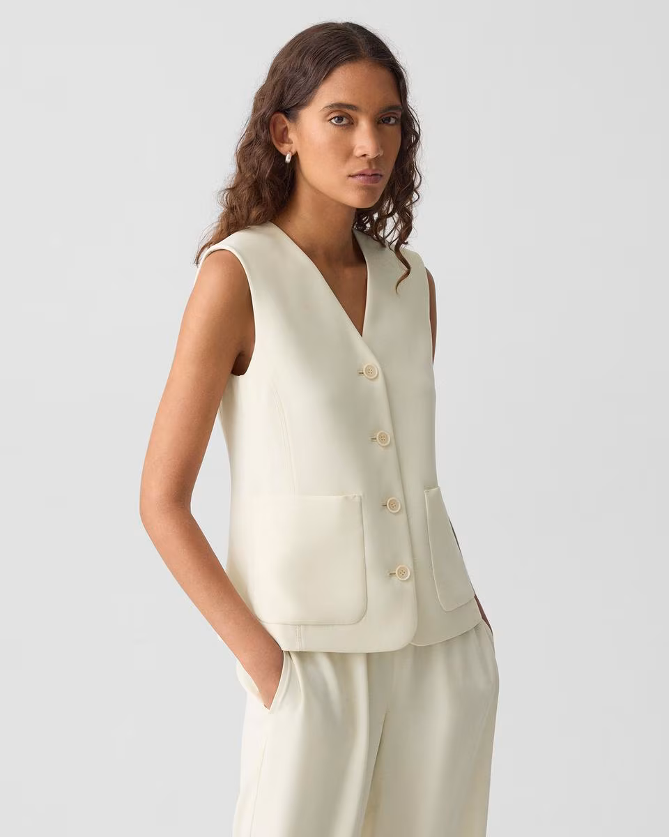Zig Zag Vest in Satin Crepe | Theory Clothing Outlet - Theory Factory Store