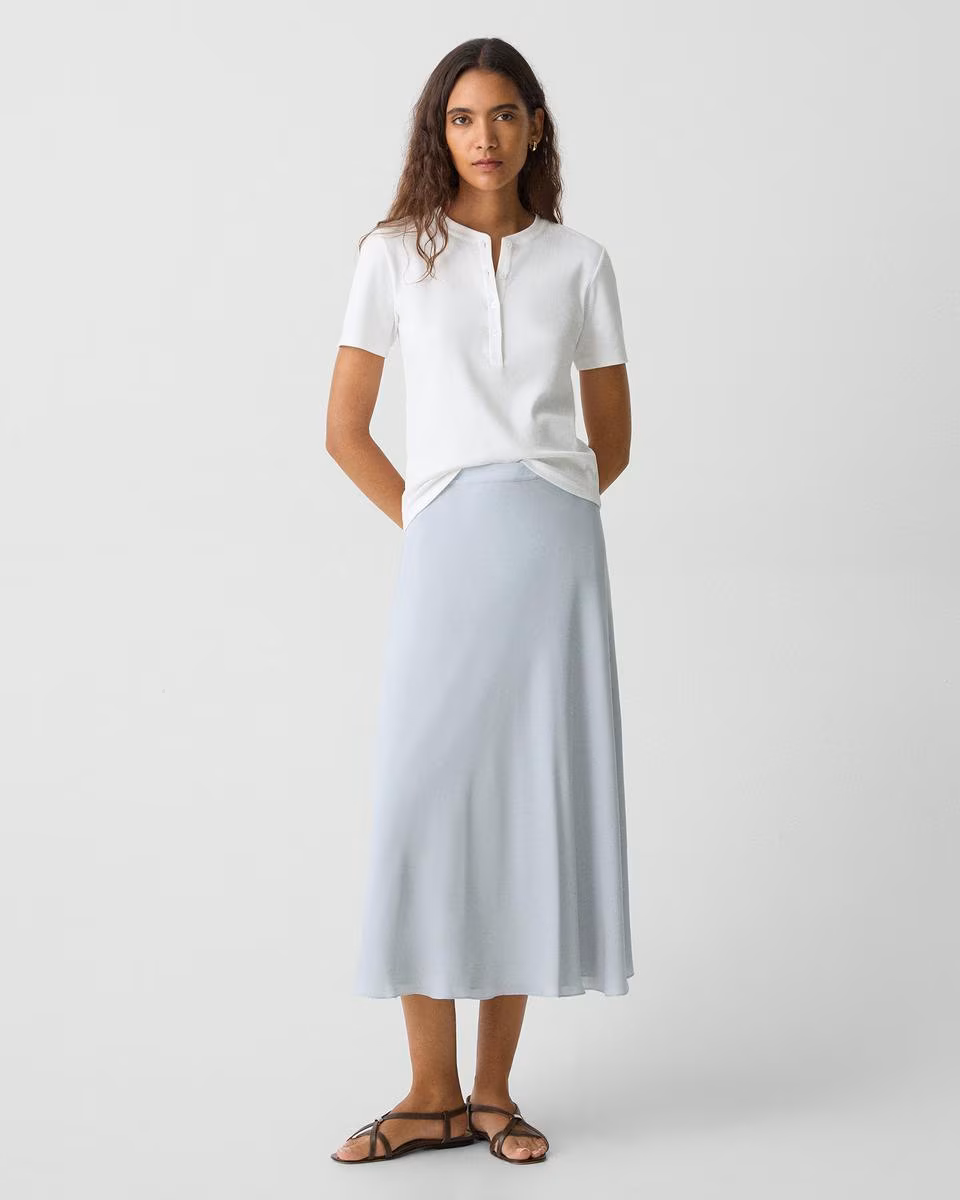 Midi Pull-On Skirt in Silk Georgette - Theory Factory Store
