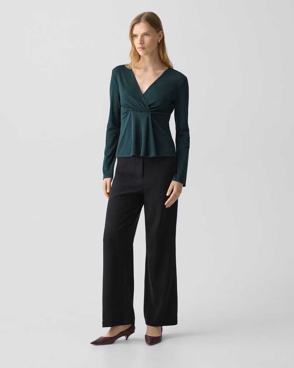 Wide-Leg Pull-On Pant in Admiral Crepe - Theory Factory Store