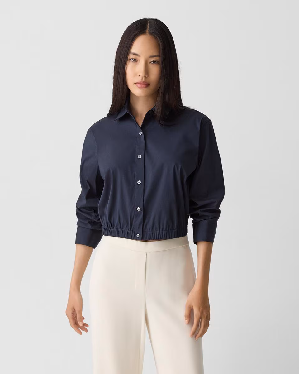 Cropped Shirt in Good Cotton - Theory Factory Store
