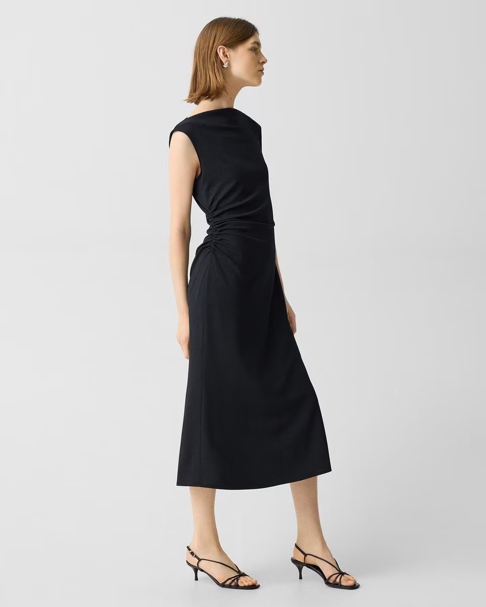 Draped Boatneck Dress in Crepe Jersey - Theory Factory Store